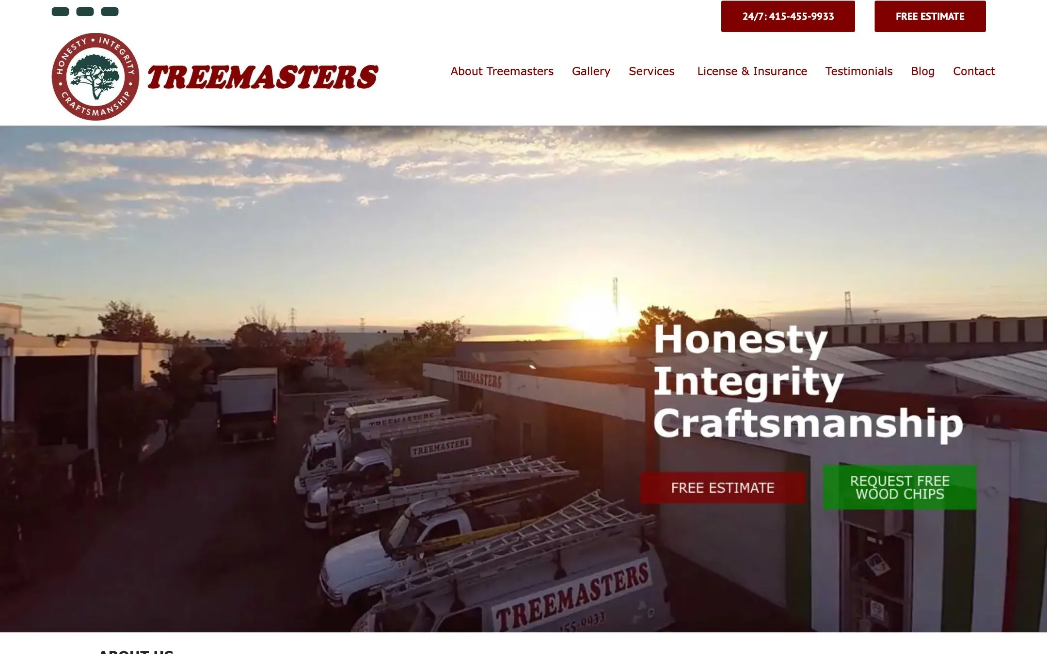 Homepage design for Treemasters