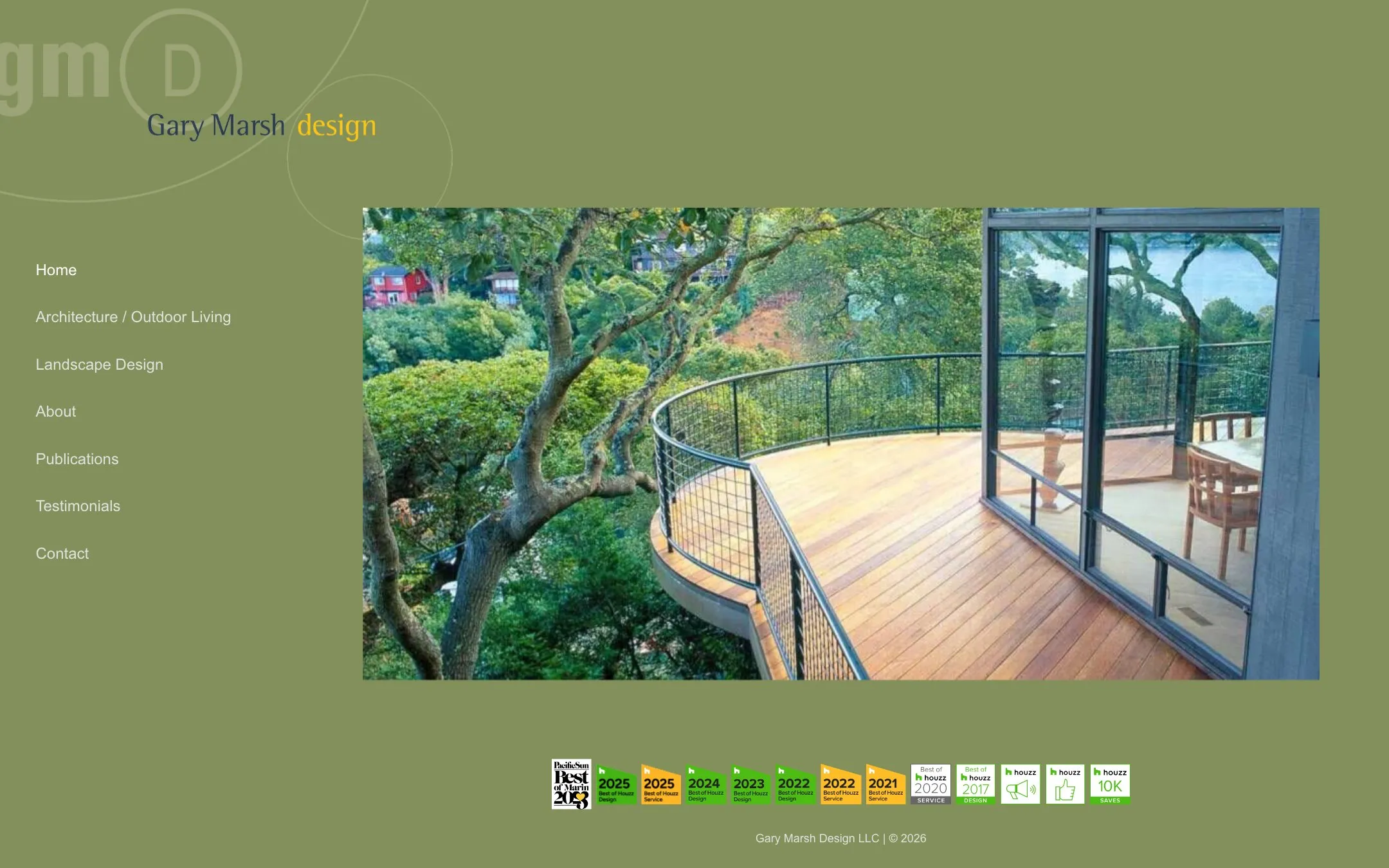 Homepage design for Gary Marsh Design