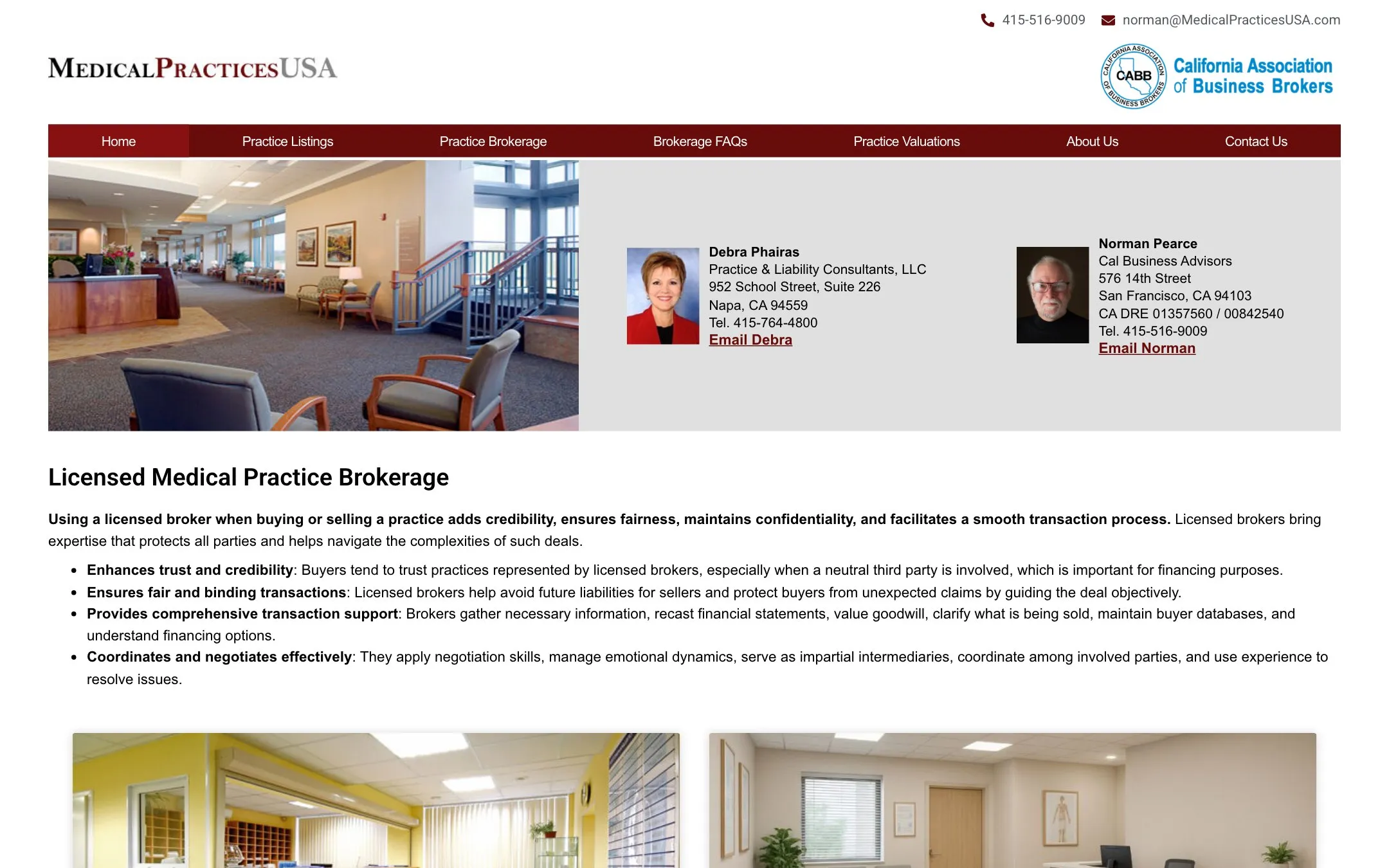 Homepage design for Medical Practices USA
