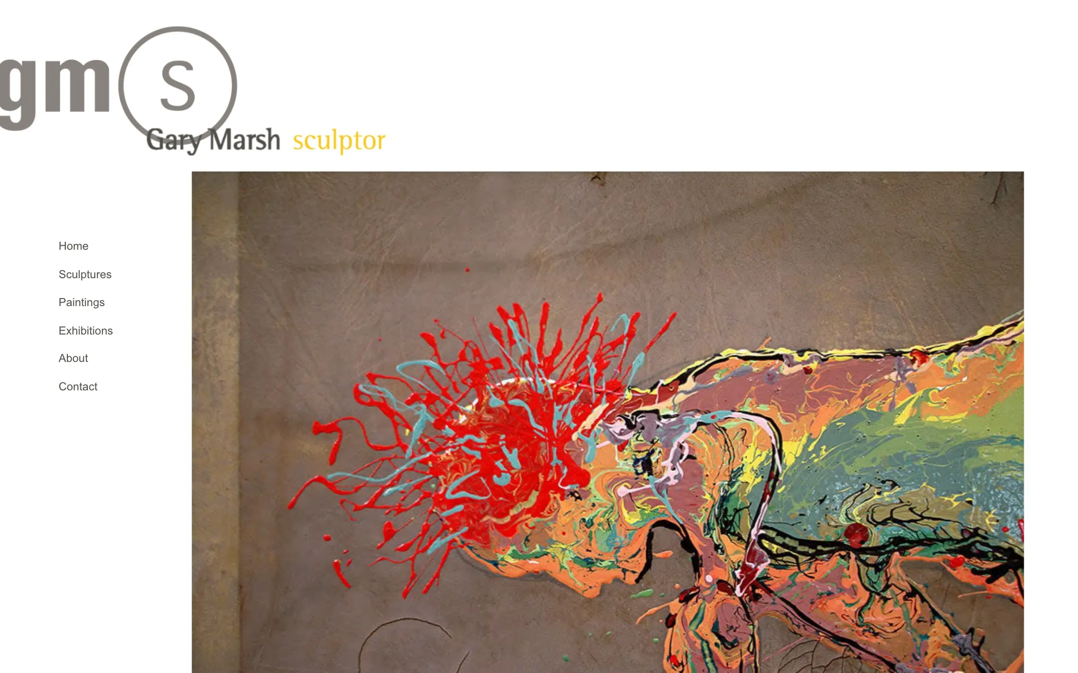 Desktop homepage design for Gary Marsh Sculptor