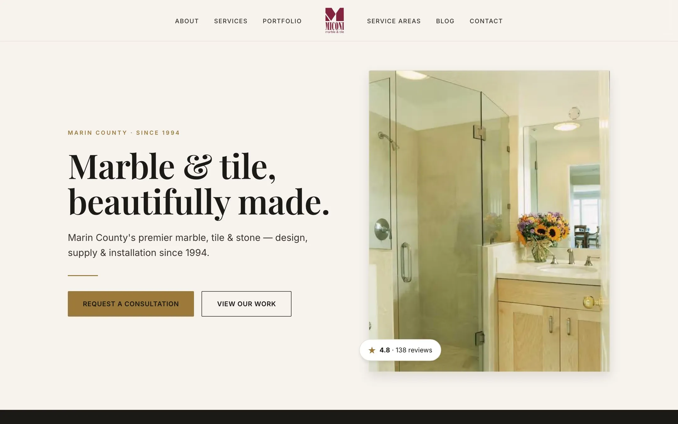 Homepage design for Miconi Marble & Tile