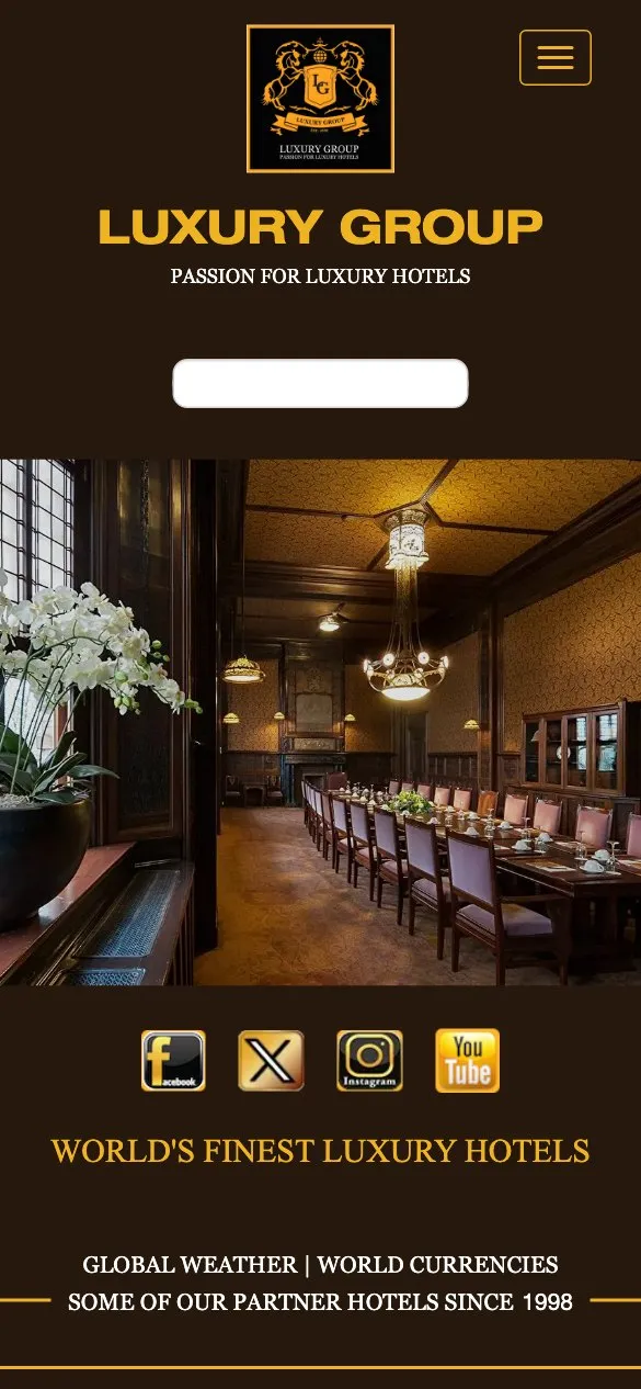 Mobile homepage design for Luxury Group