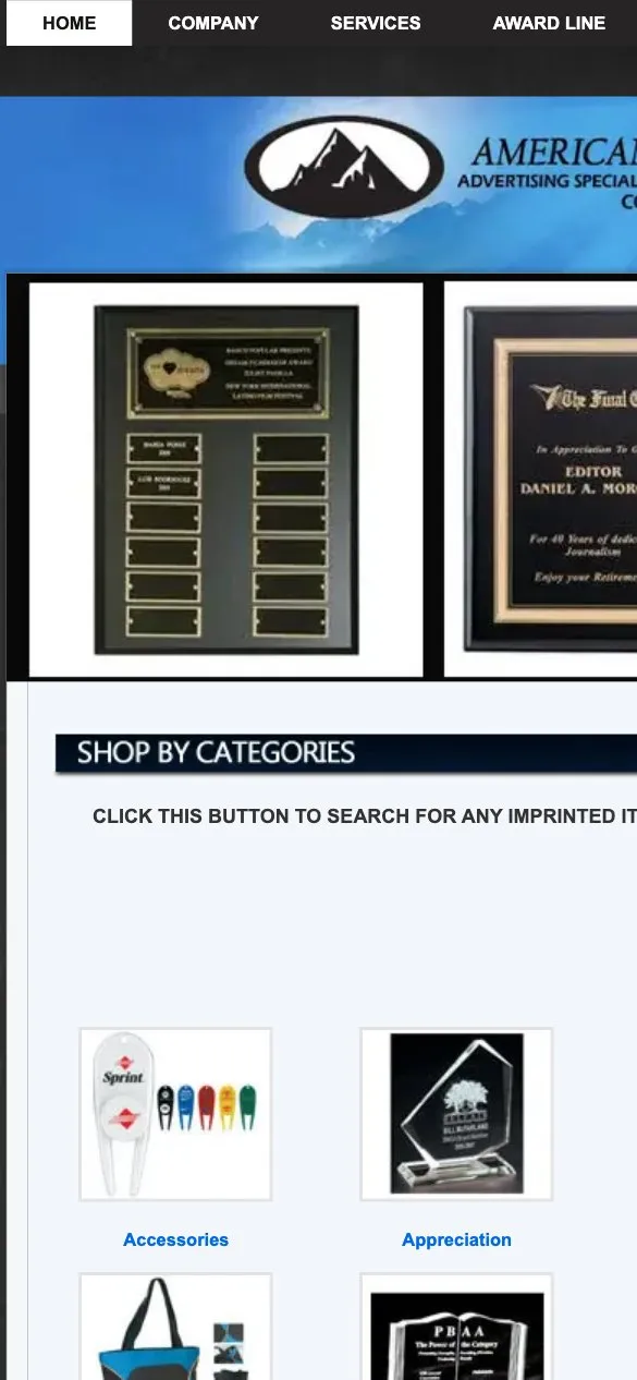 Mobile homepage design for American Western Awards