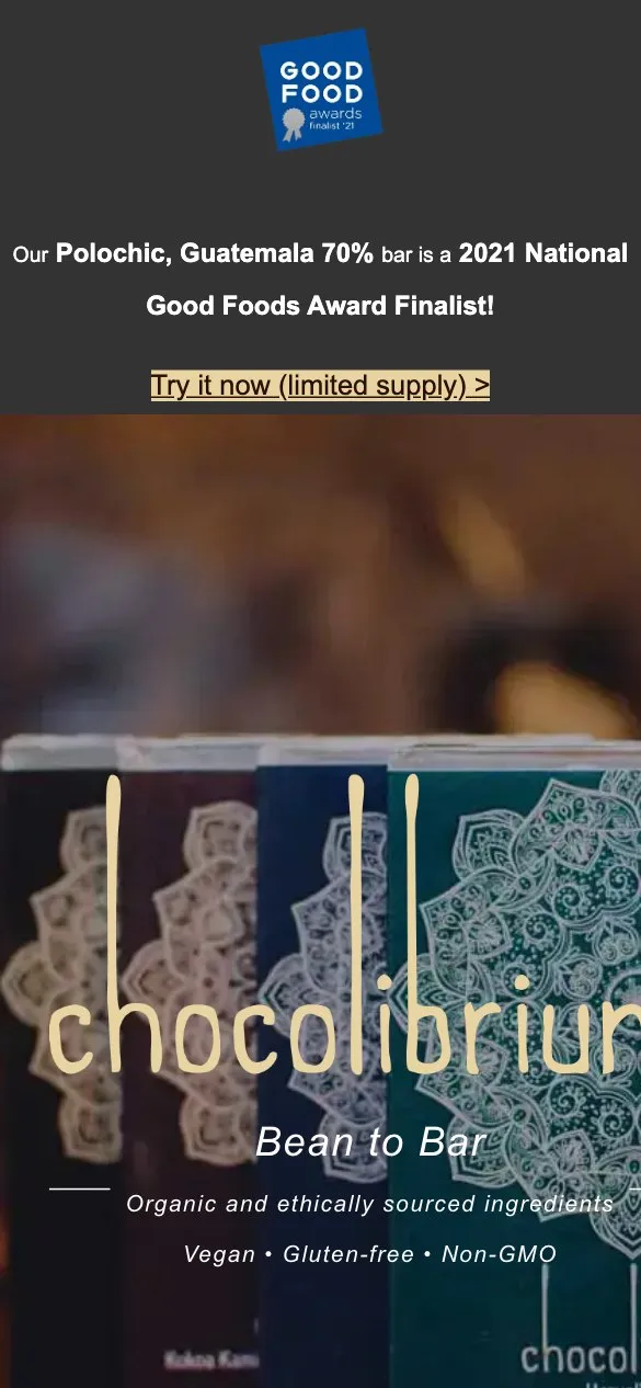Mobile homepage design for Chocolibrium