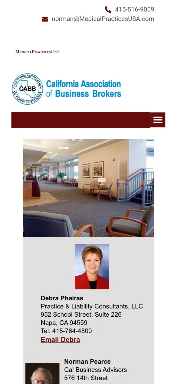 Mobile homepage design for Medical Practices USA